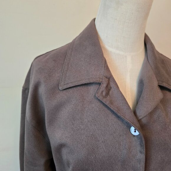 Ingenuity - Sueded Grey Button Up Collared Blouse - Picture 2 of 12